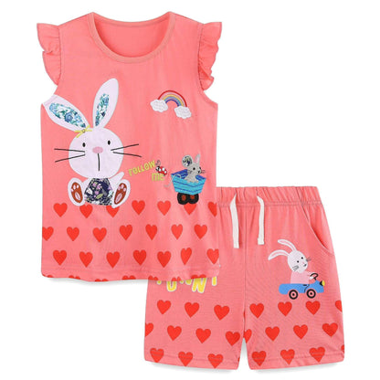 Ensemble 2 Pièces Fille Été | T-Shirt Sans Manches + Short | 100% Coton | 18 mois à 7 ans