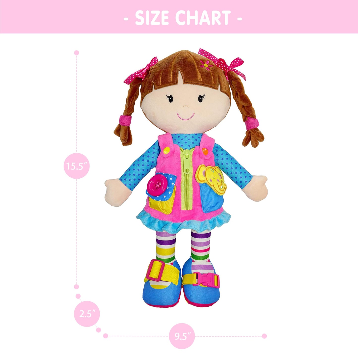 Poupée Éducative Dressy Friends – Prénom Personnalisable | Montessori Apprendre à S'habiller | Cadeau Filles & Garçons 2 ans+