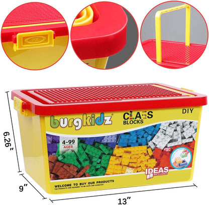 Burgkidz – Set de Briques de Construction Premium | 568 pièces | Boîte-rangement avec couvercle-plaque | Dès 3 ans - LumeraKids