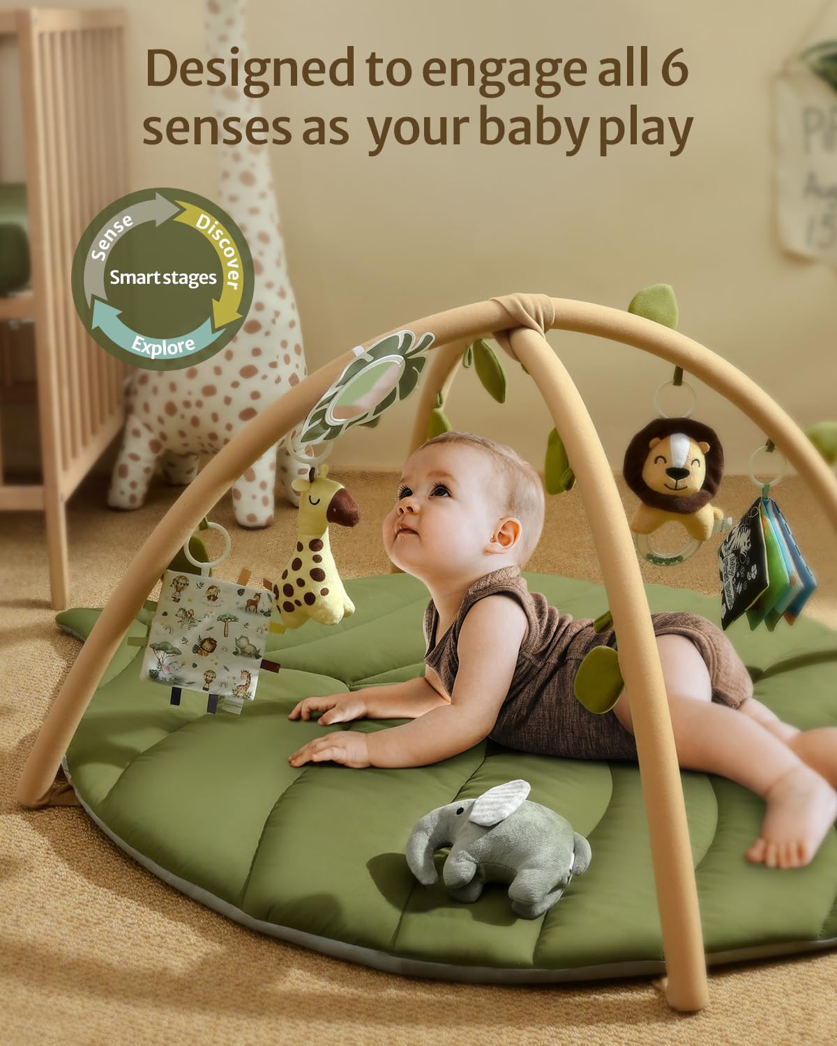 Tapis d'Éveil Bébé Feuille Géante — 6 Jouets Détachables | Blissful Diary - LumeraKids