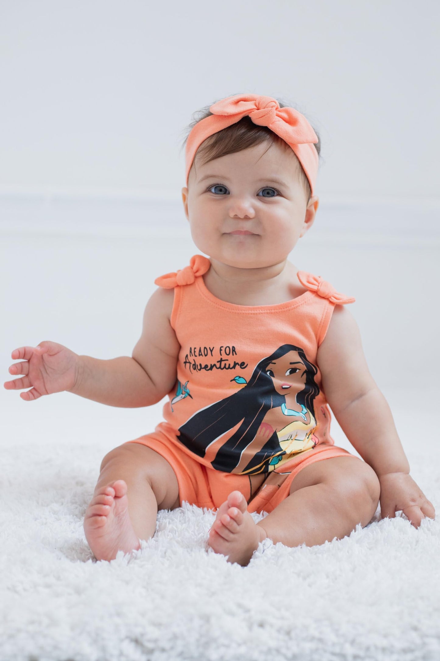Barboteuse Princesses Disney avec Bandeau | Imprimé Pailleté | Nouveau-né à 5T