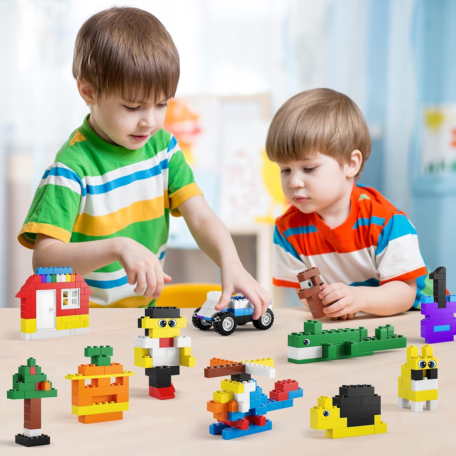 Burgkidz – Set de Briques de Construction Premium | 568 pièces | Boîte-rangement avec couvercle-plaque | Dès 3 ans - LumeraKids