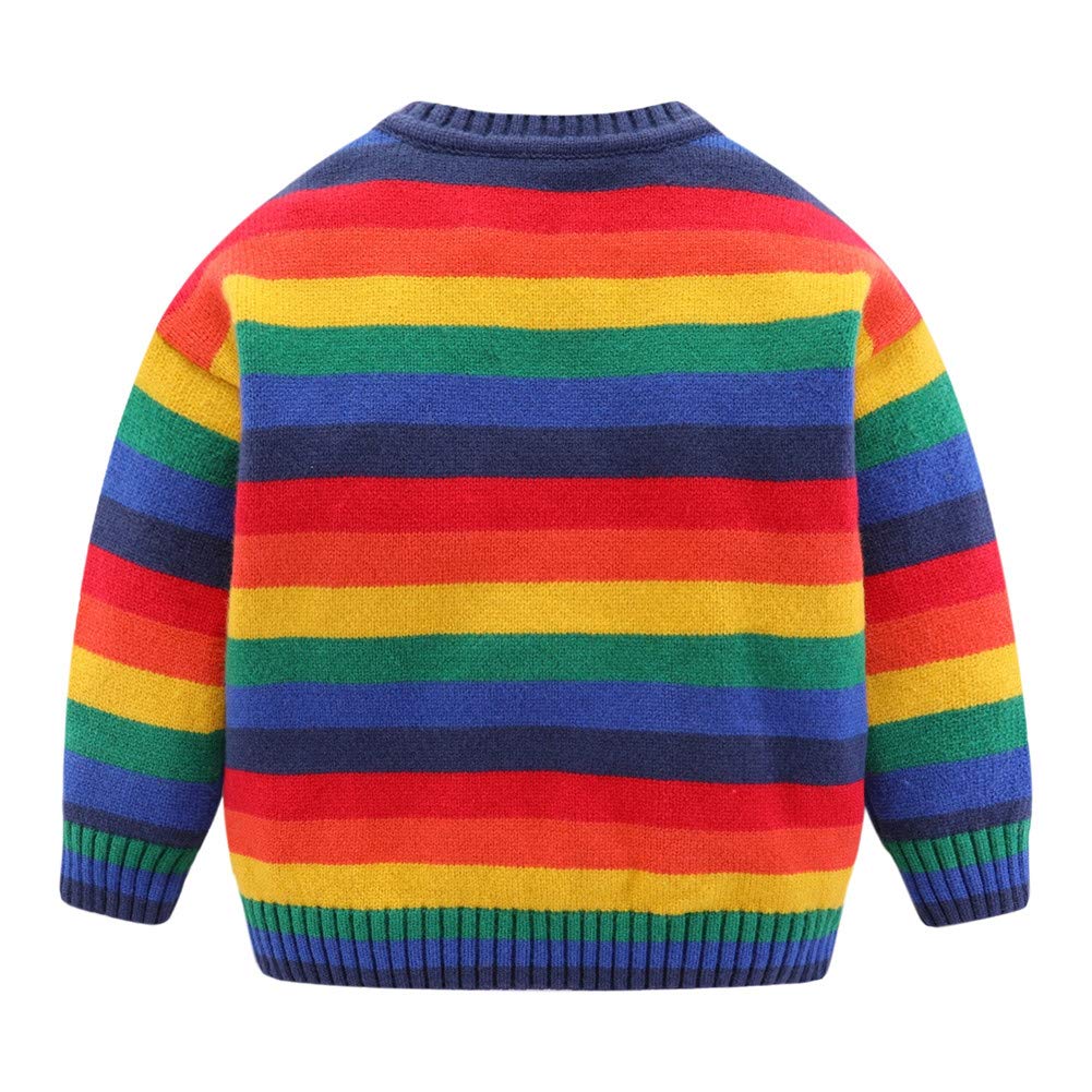 Chandail Tricoté Arc-en-Ciel Enfant | Col Rond | Rayures Colorées
