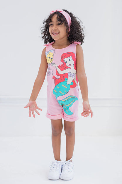 Barboteuse Princesses Disney avec Bandeau | Imprimé Pailleté | Nouveau-né à 5T