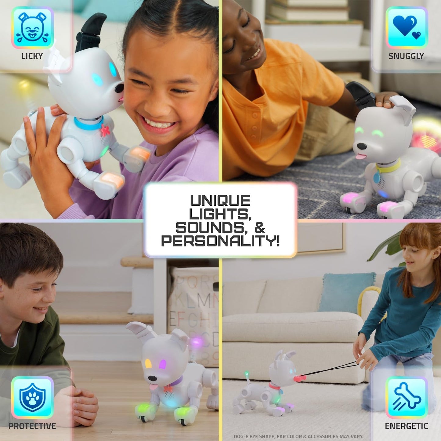 Dog-E : Chien Robot Interactif avec Lumières LED Colorées, 200+ Sons & Réactions, Connecté par Application (Dès 6 ans)