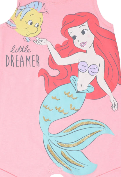 Barboteuse Princesses Disney avec Bandeau | Imprimé Pailleté | Nouveau-né à 5T