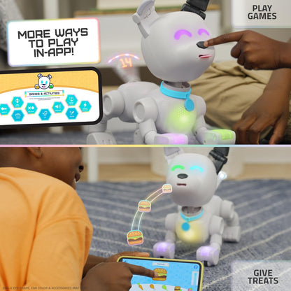 Dog-E : Chien Robot Interactif avec Lumières LED Colorées, 200+ Sons & Réactions, Connecté par Application (Dès 6 ans)