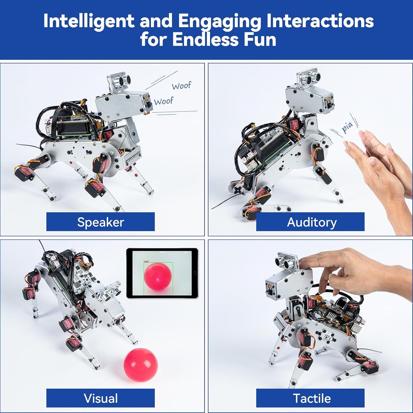 SunFounder PiDog – Kit robot chien IA pour Raspberry Pi (ChatGPT, Python, caméra)