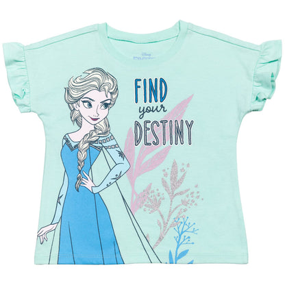 Pack 4 T-Shirts Manches Courtes Disney Princesses | 100% Coton | Imprimé Pailleté