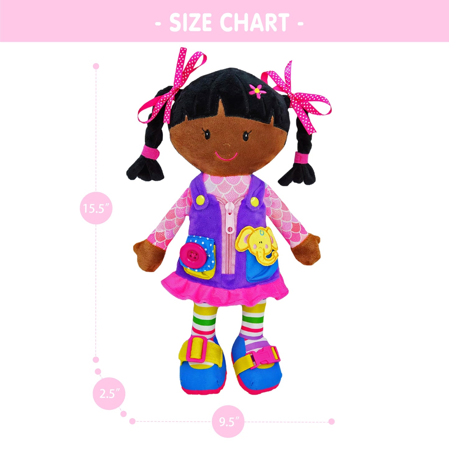 Poupée Éducative Dressy Friends – Prénom Personnalisable | Montessori Apprendre à S'habiller | Cadeau Filles & Garçons 2 ans+