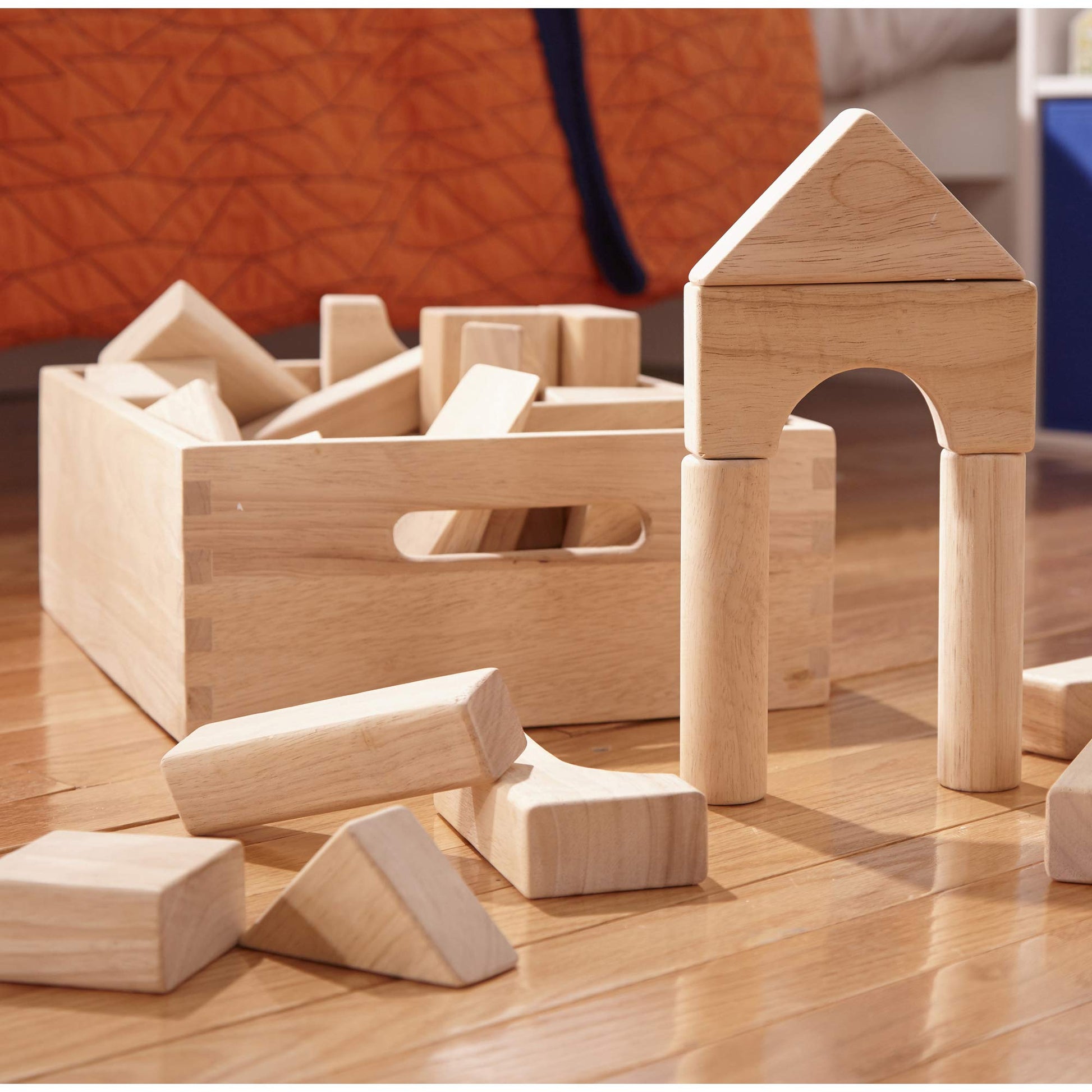 Melissa & Doug – Blocs de construction en bois (60 pièces) avec bac de rangement - LumeraKids