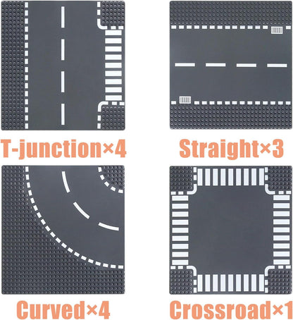 Lot de 12 Plaques de Base Route | Compatible grandes marques | 25 x 25 cm | Dès 6 ans - LumeraKids