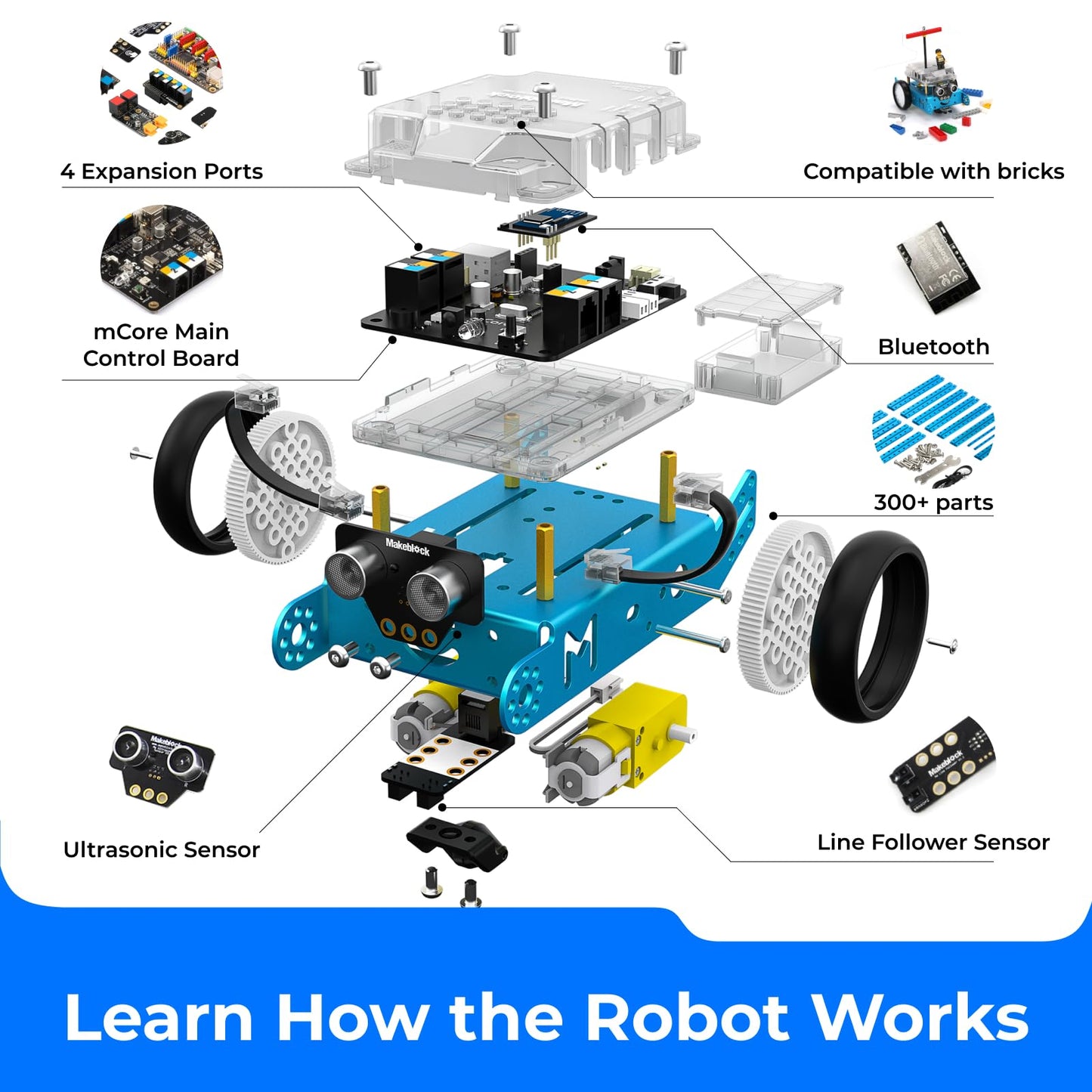 Kit Robot Makeblock mBot avec Boîte de Codage Scratch – Projets STEM pour Enfants 8-12 ans | Programmation Scratch & Arduino