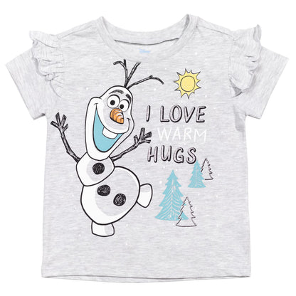Pack 4 T-Shirts Manches Courtes Disney Princesses | 100% Coton | Imprimé Pailleté
