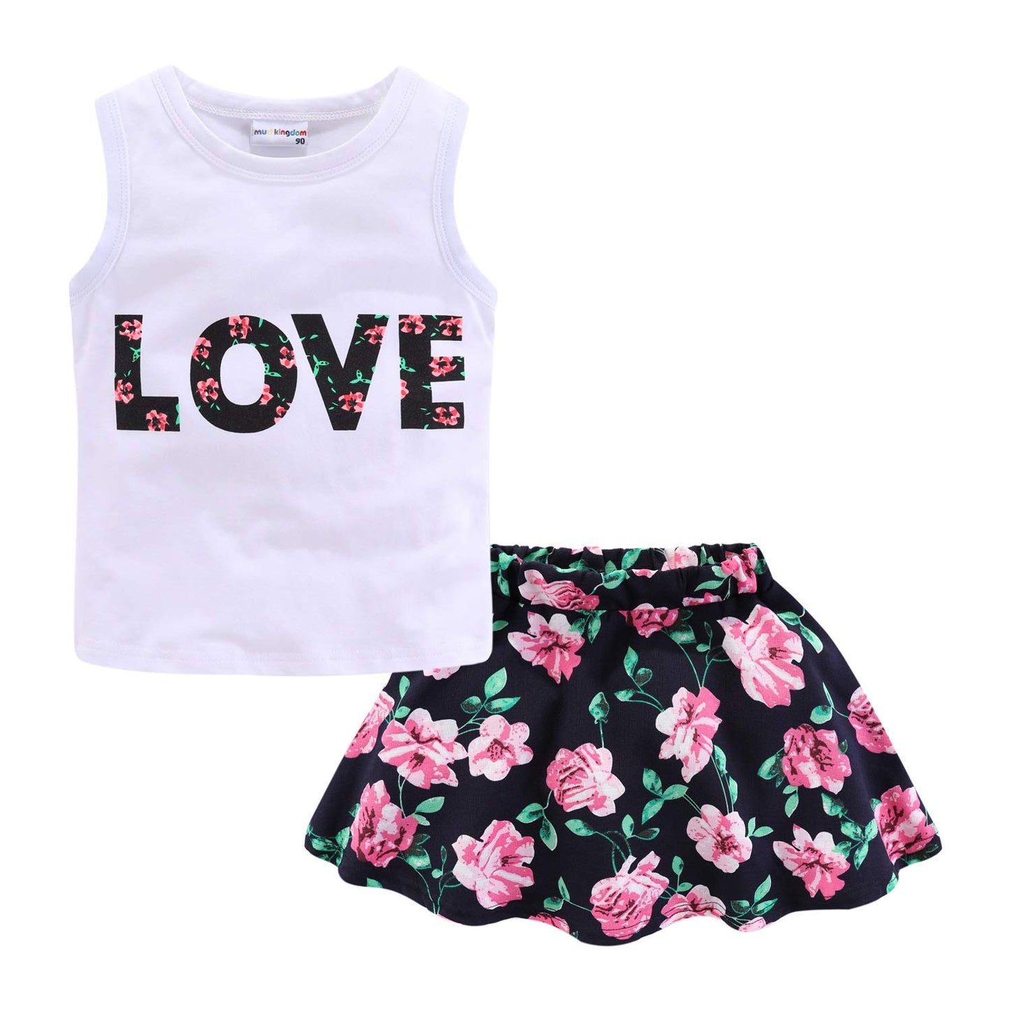 Ensemble 2 Pièces Fille | Haut + Short | Col Dentelle Floral | Coton | 12 mois à 10 ans
