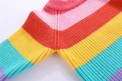 Chandail Tricoté Arc-en-Ciel Enfant | Col Rond | Rayures Colorées