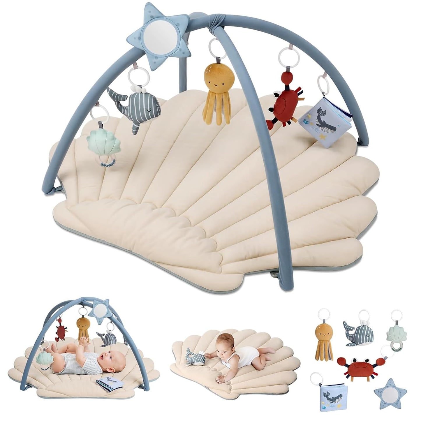 Tapis d'Éveil Bébé Feuille Géante — 6 Jouets Détachables | Blissful Diary - LumeraKids