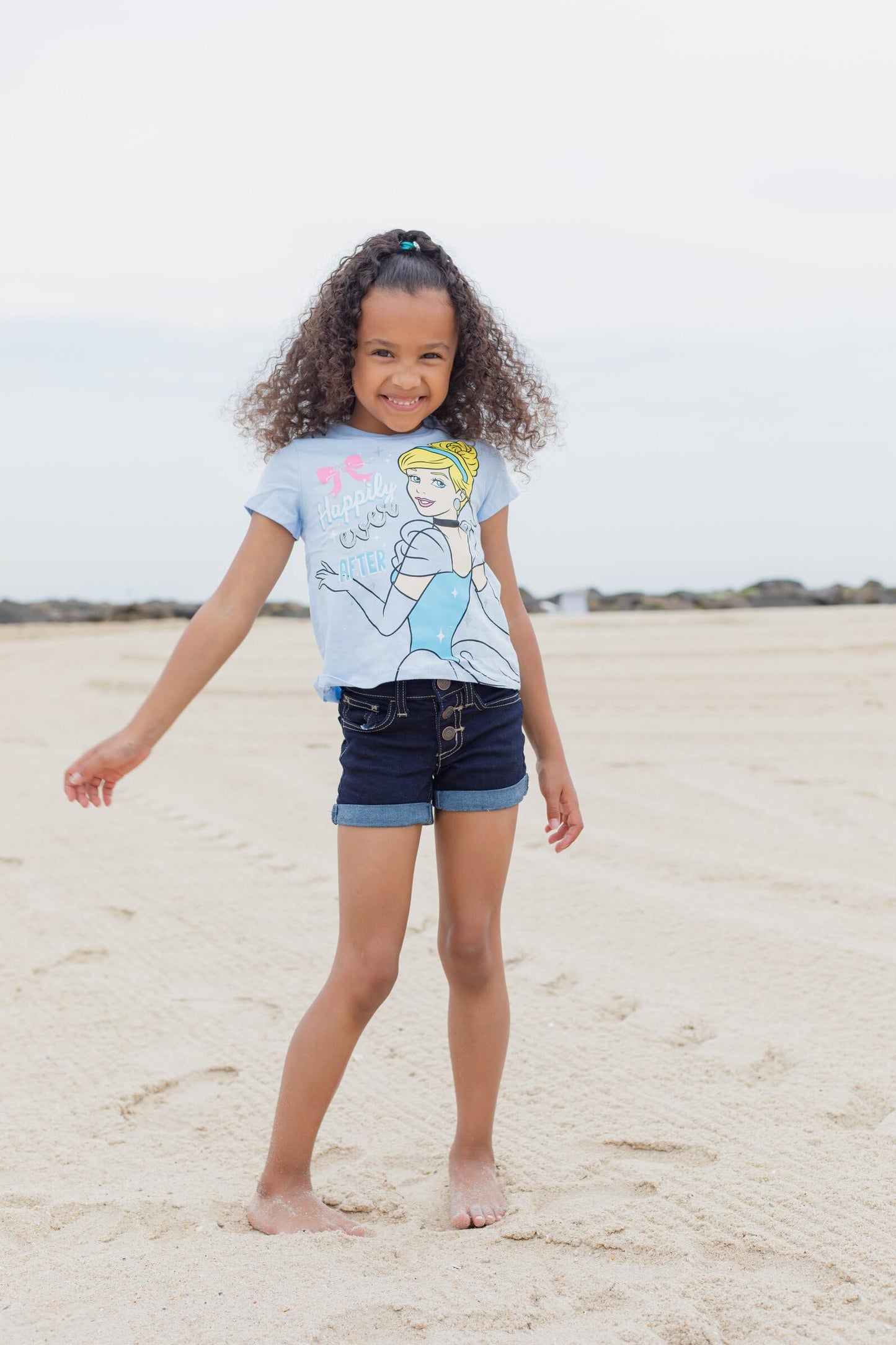 Pack 4 T-Shirts Manches Courtes Disney Princesses | 100% Coton | Imprimé Pailleté