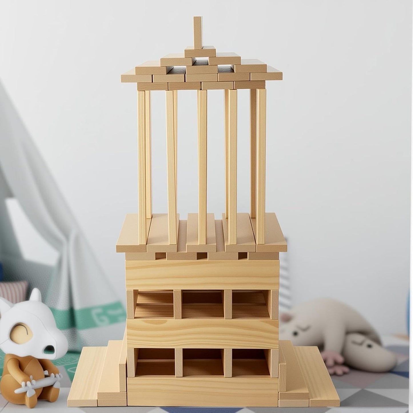 Blocs de construction géants Archimedes – Ensemble STEM XXL en bois naturel (32 pcs, 50 cm) pour enfants 3-8 ans - LumeraKids