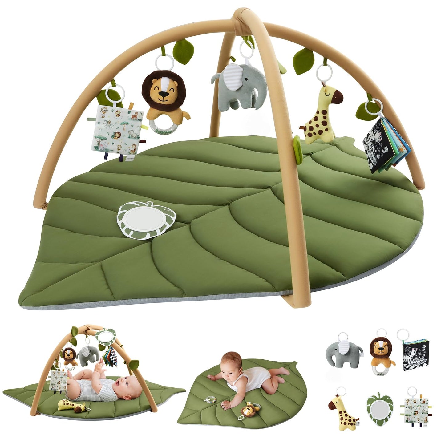 Tapis d'Éveil Bébé Feuille Géante — 6 Jouets Détachables | Blissful Diary - LumeraKids