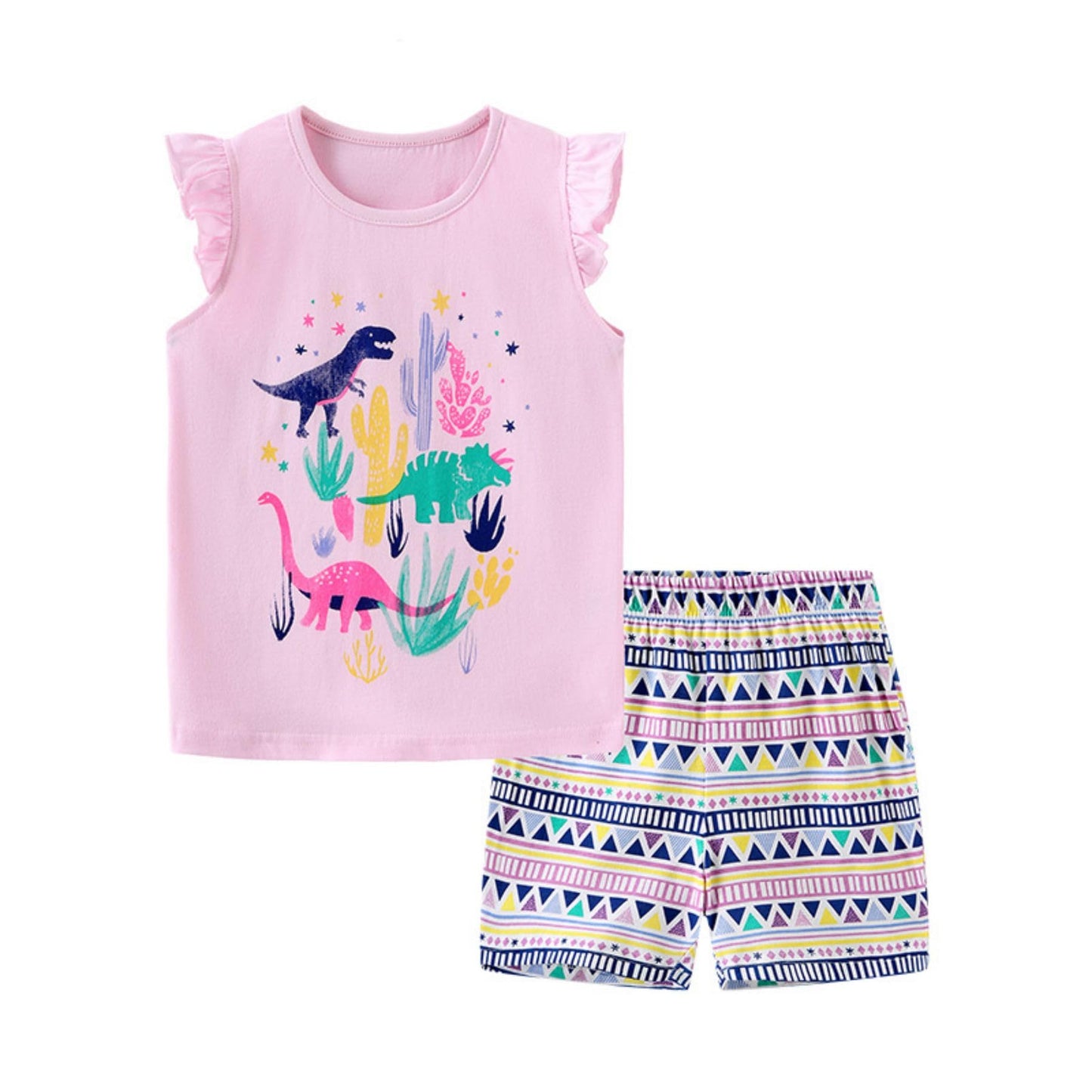 Ensemble 2 Pièces Fille Été | T-Shirt Sans Manches + Short | 100% Coton | 18 mois à 7 ans