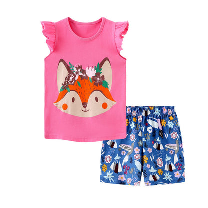Ensemble 2 Pièces Fille Été | T-Shirt Sans Manches + Short | 100% Coton | 18 mois à 7 ans