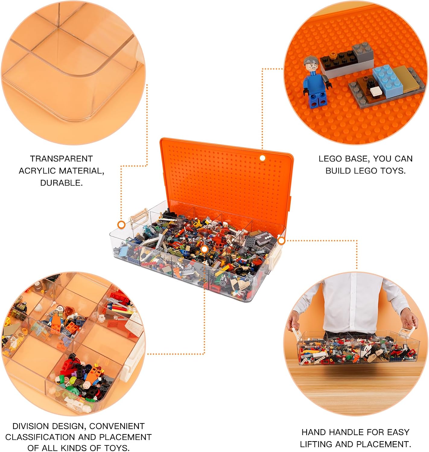 Organisateur de briques de construction transparent – 12 compartiments empilables - LumeraKids