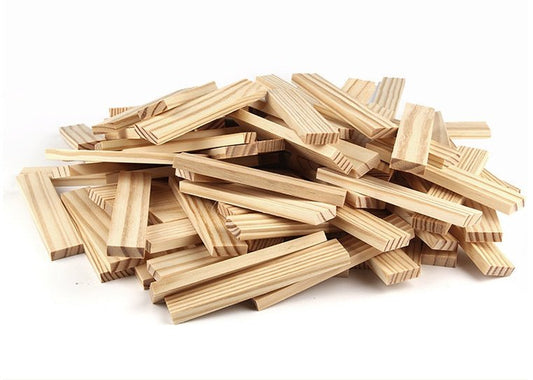 Rectangular Wood-colored Building Blocks Stacked In Layers - 0 - LumeraKids