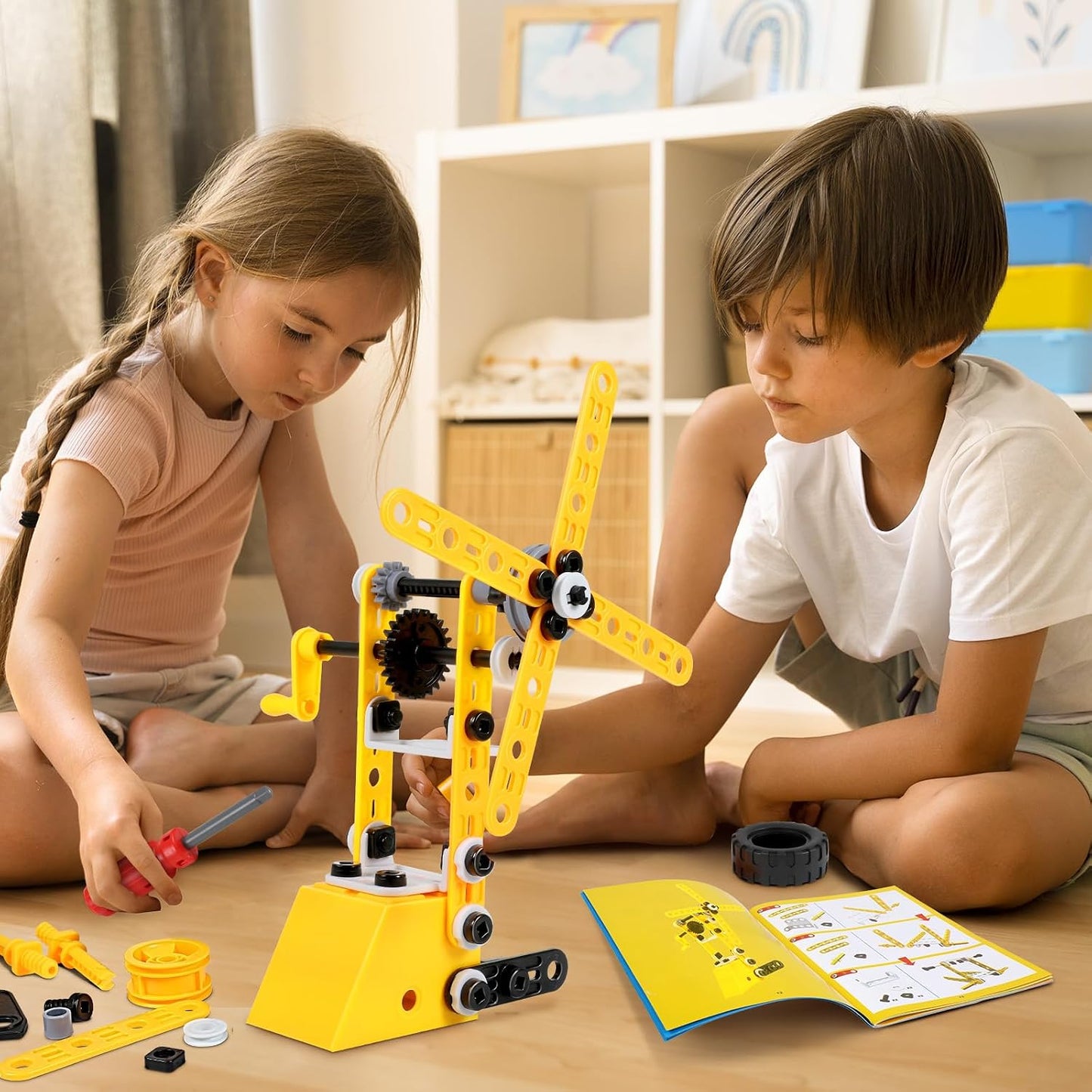Kit STEM 10 en 1 – Véhicules de Construction | 100 Pièces | Dès 4 ans