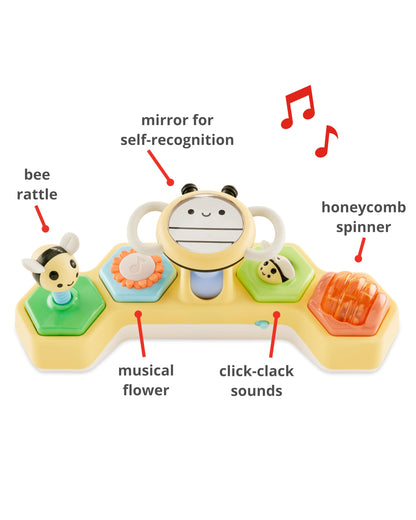 Skip Hop Volant Interactif Farmstand See & Bee — 2-en-1 Plat Ventre & Assis, Musique & Miroir | Dès 3 Mois