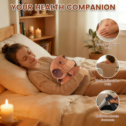 Peluche Capybara Chauffante & Rafraîchissante – Soulagement Naturel, Parfum Lavande | Cadeau Enfants & Adultes