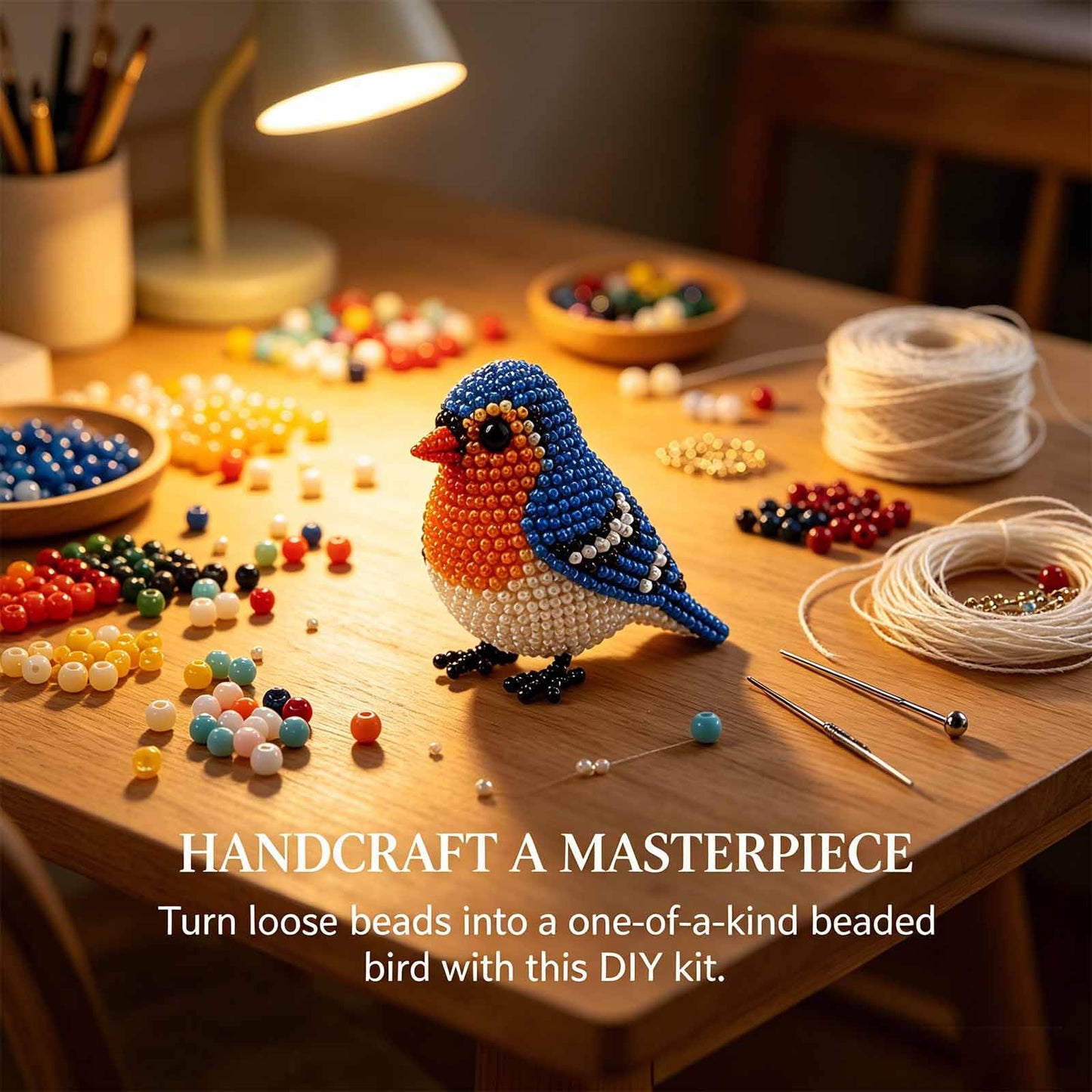 Kit DIY Oiseaux en perles 3D – Broderie artisanale pour adultes et débutants