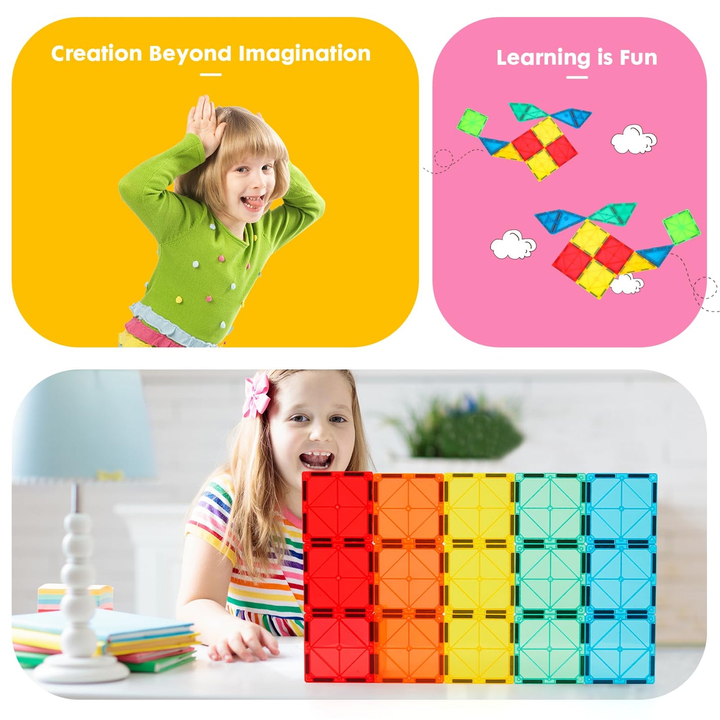 Gemmicc Tuiles Magnétiques STEM | Jeu de Construction 3D pour Enfants 3 ans+