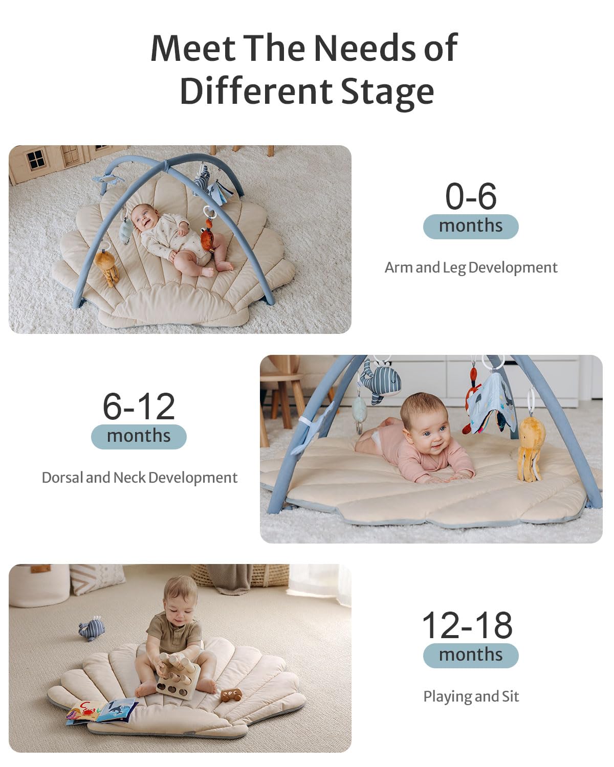 Tapis d'Éveil Bébé Feuille Géante — 6 Jouets Détachables | Blissful Diary - LumeraKids