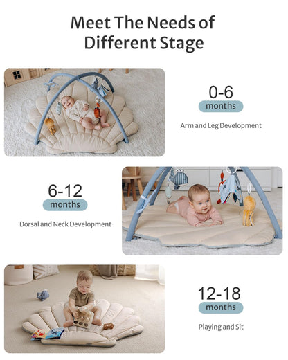Tapis d'Éveil Bébé Feuille Géante — 6 Jouets Détachables | Blissful Diary - LumeraKids