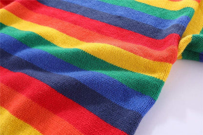 Chandail Tricoté Arc-en-Ciel Enfant | Col Rond | Rayures Colorées