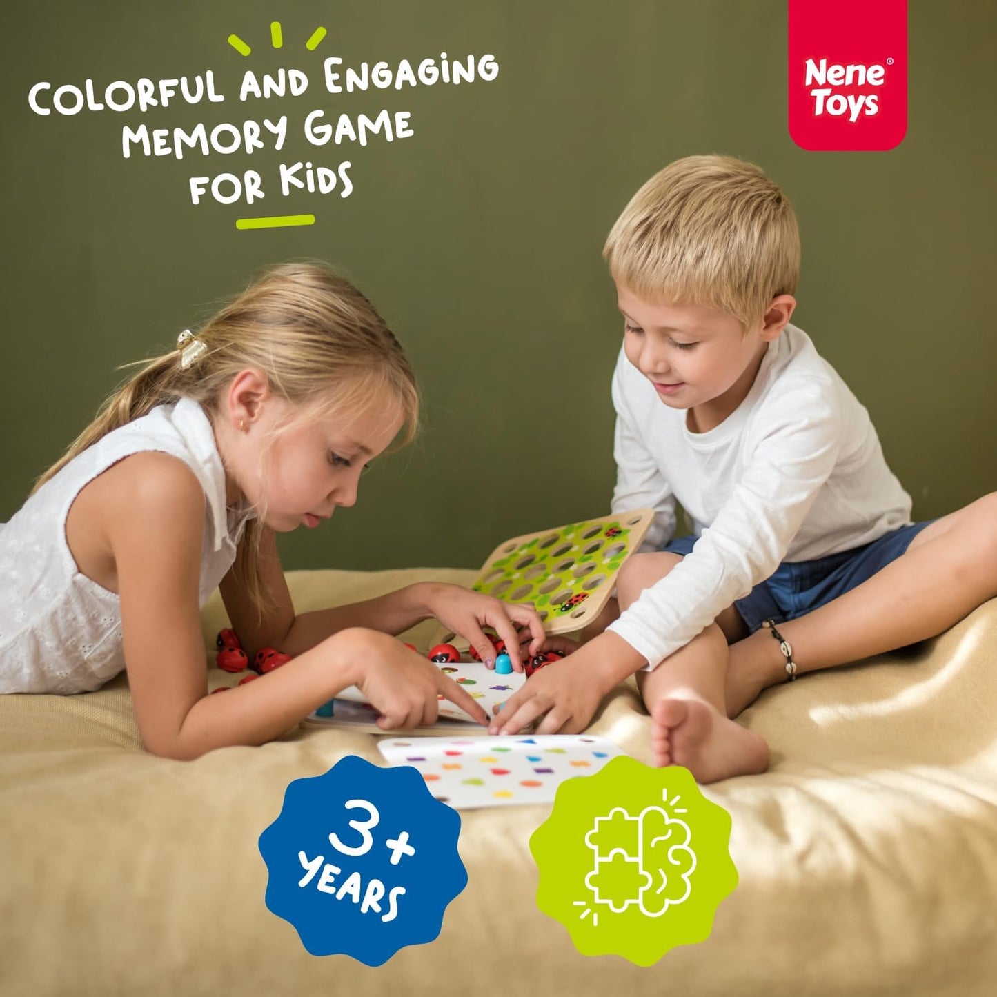 Nene Toys Jeu de Mémoire Coccinelle en Bois — 24 Motifs, Développement Cognitif | Dès 3 Ans