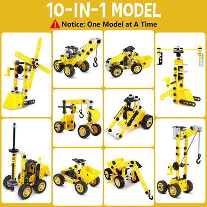 Kit STEM 10 en 1 – Véhicules de Construction | 100 Pièces | Dès 4 ans
