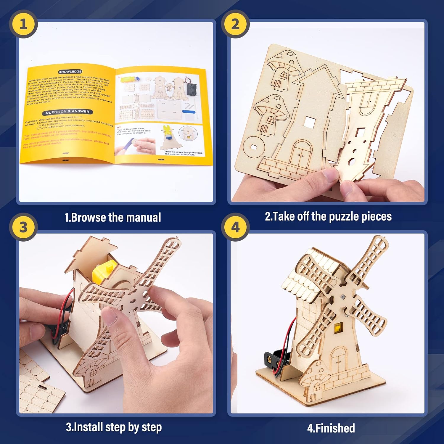 Kit STEM 5-en-1 : Puzzles 3D en Bois – Grande Roue, Carrousel, Moulin, Lampe & Veilleuse | Jouet Éducatif Enfants 8-12 ans - LumeraKids