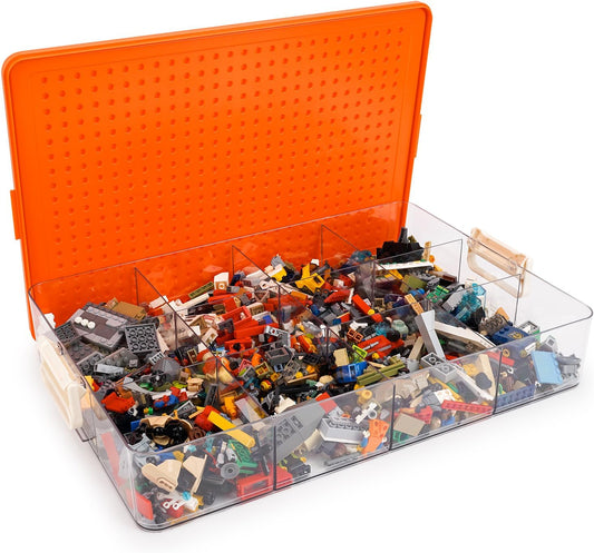 Organisateur de briques de construction transparent – 12 compartiments empilables - LumeraKids