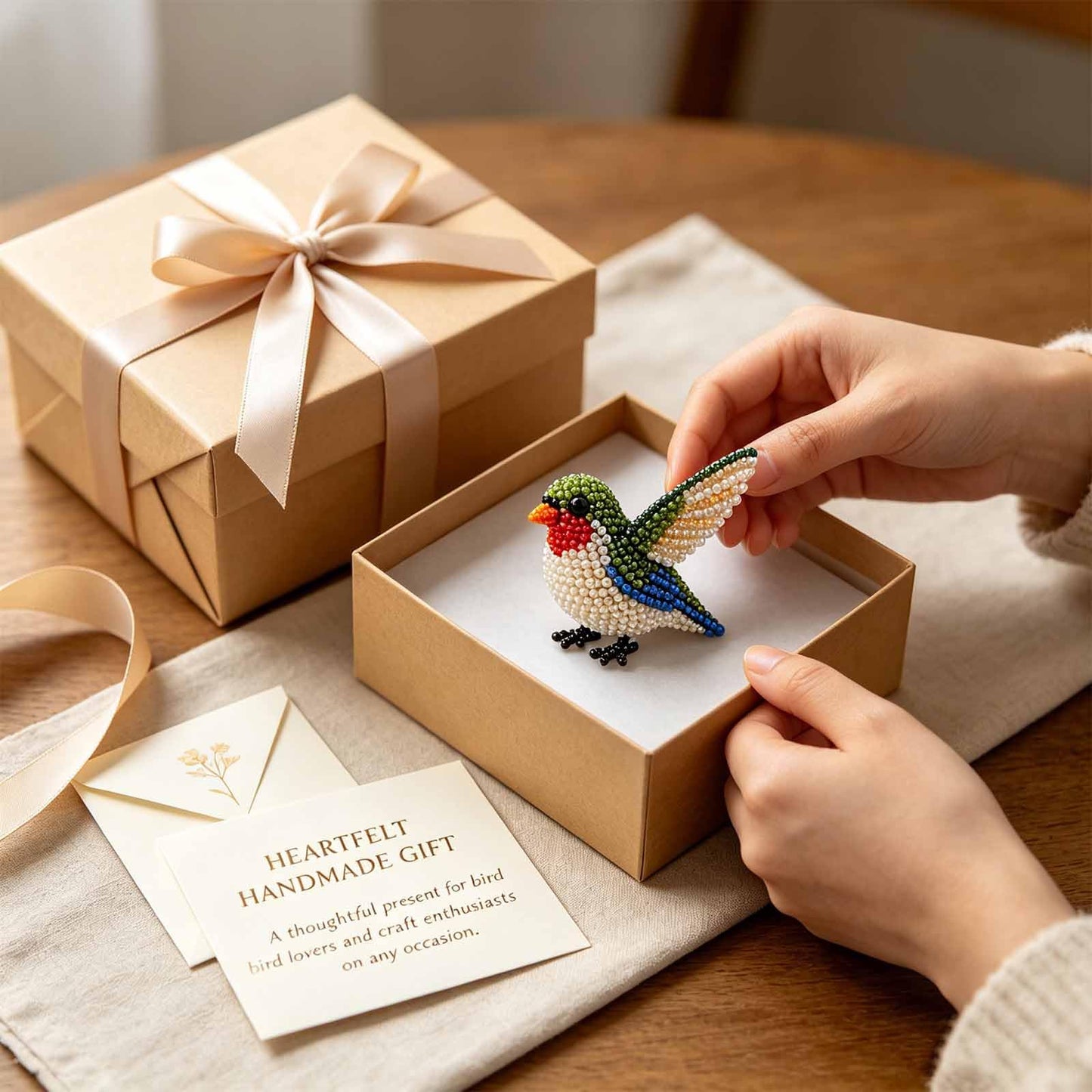 Kit DIY Oiseaux en perles 3D – Broderie artisanale pour adultes et débutants