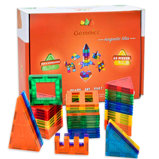 Gemmicc Tuiles Magnétiques STEM | Jeu de Construction 3D pour Enfants 3 ans+
