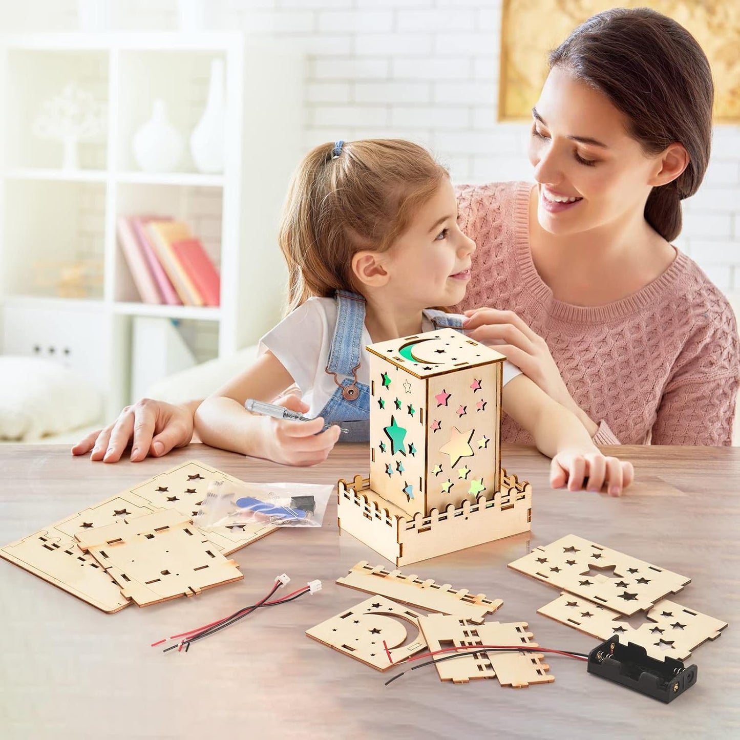 Kit STEM 5-en-1 : Puzzles 3D en Bois – Grande Roue, Carrousel, Moulin, Lampe & Veilleuse | Jouet Éducatif Enfants 8-12 ans - LumeraKids
