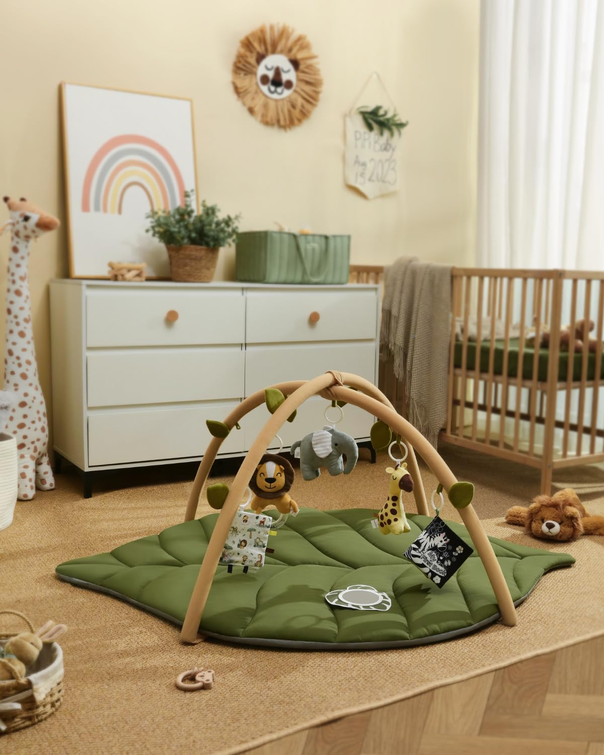 Tapis d'Éveil Bébé Feuille Géante — 6 Jouets Détachables | Blissful Diary - LumeraKids