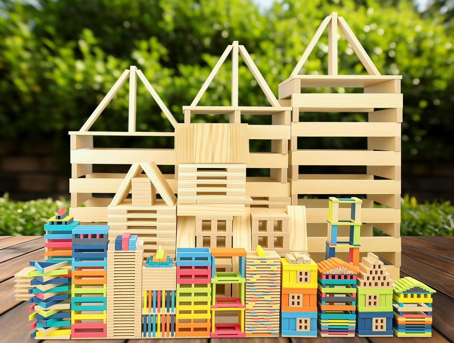 Blocs de construction géants Archimedes – Ensemble STEM XXL en bois naturel (32 pcs, 50 cm) pour enfants 3-8 ans - LumeraKids