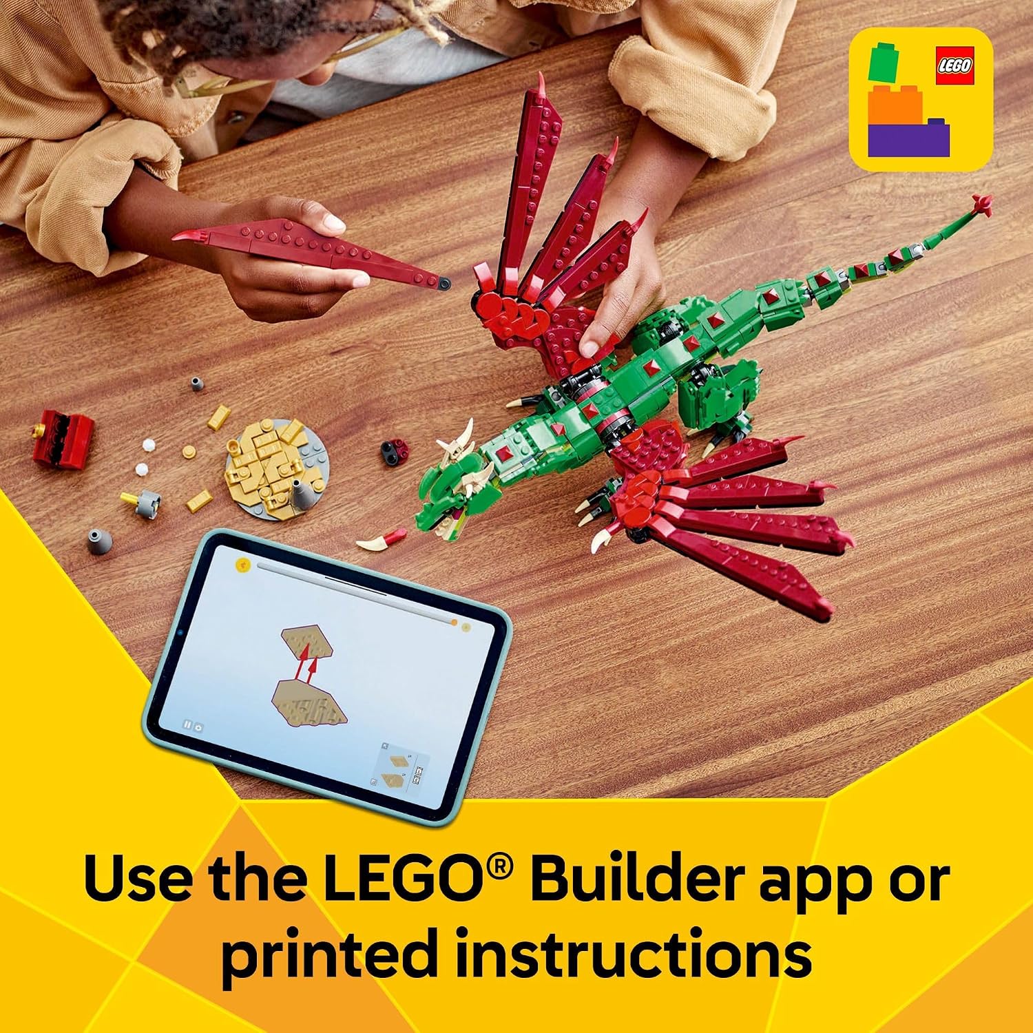 LEGO Creator 3-en-1 Dragon Médiéval – Dragon, Serpent de Mer ou Phénix (31161) - LumeraKids
