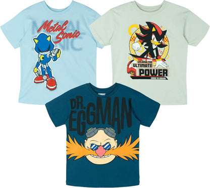 Lot de 3 T-Shirts Raglan Sonic the Hedgehog | 100% Coton | Licence Officielle SEGA | 2T à 18-20