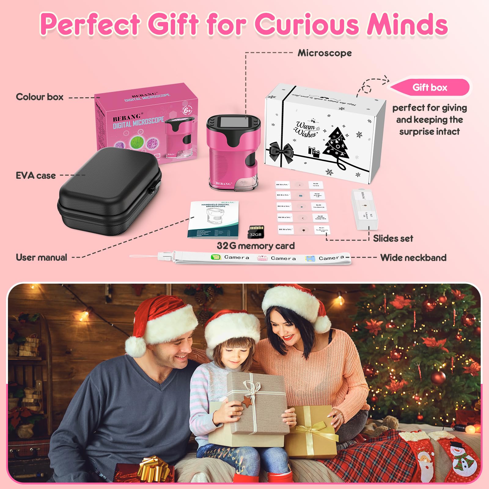 Microscope Numérique Portable 1000X pour Enfants – Écran 4K 2,0", Rechargeable, Kit de Lames Inclus – Jouet Scientifique Éducatif, Cadeau Filles et Garçons 4-12 ans - Jouets & Éveil - LumeraKids