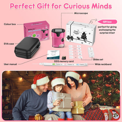 Microscope Numérique Portable 1000X pour Enfants – Écran 4K 2,0", Rechargeable, Kit de Lames Inclus – Jouet Scientifique Éducatif, Cadeau Filles et Garçons 4-12 ans - Jouets & Éveil - LumeraKids