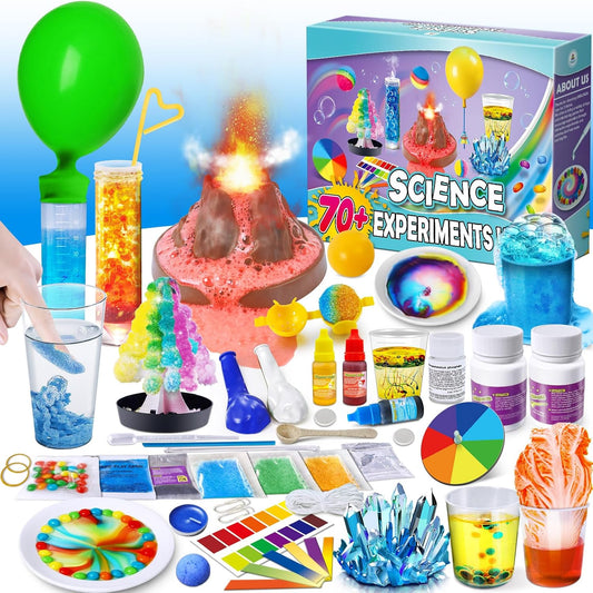 Kit de sciences UNGLINGA – 70+ expériences pour enfants | Chimie, physique, volcan | Jouets éducatifs STEM, cadeau idéal pour jeunes scientifiques - LumeraKids